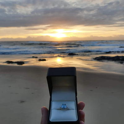 Custom Made Aquamarine and Diamond Engagement Ring for Alesia